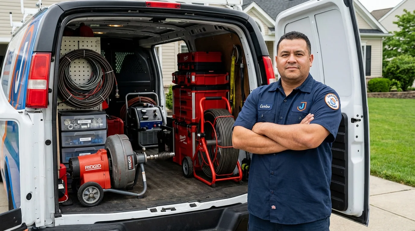 Professional drain cleaning equipment and Johns Plumbing LLC plumber in Bridgeview